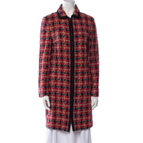 Les Copains Red Tweed Wool Coat M - Picture 1 of 1